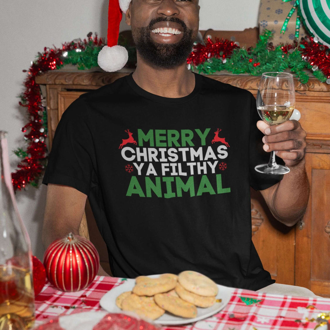 Christmas Tee Merry Christmas Ya Filthy Animal T-Shirt Printify