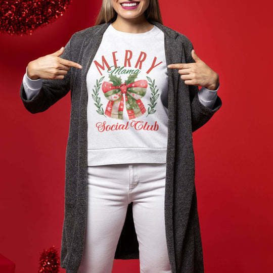 Christmas Merry Mama Sweatshirt Sweatshirt Printify M White