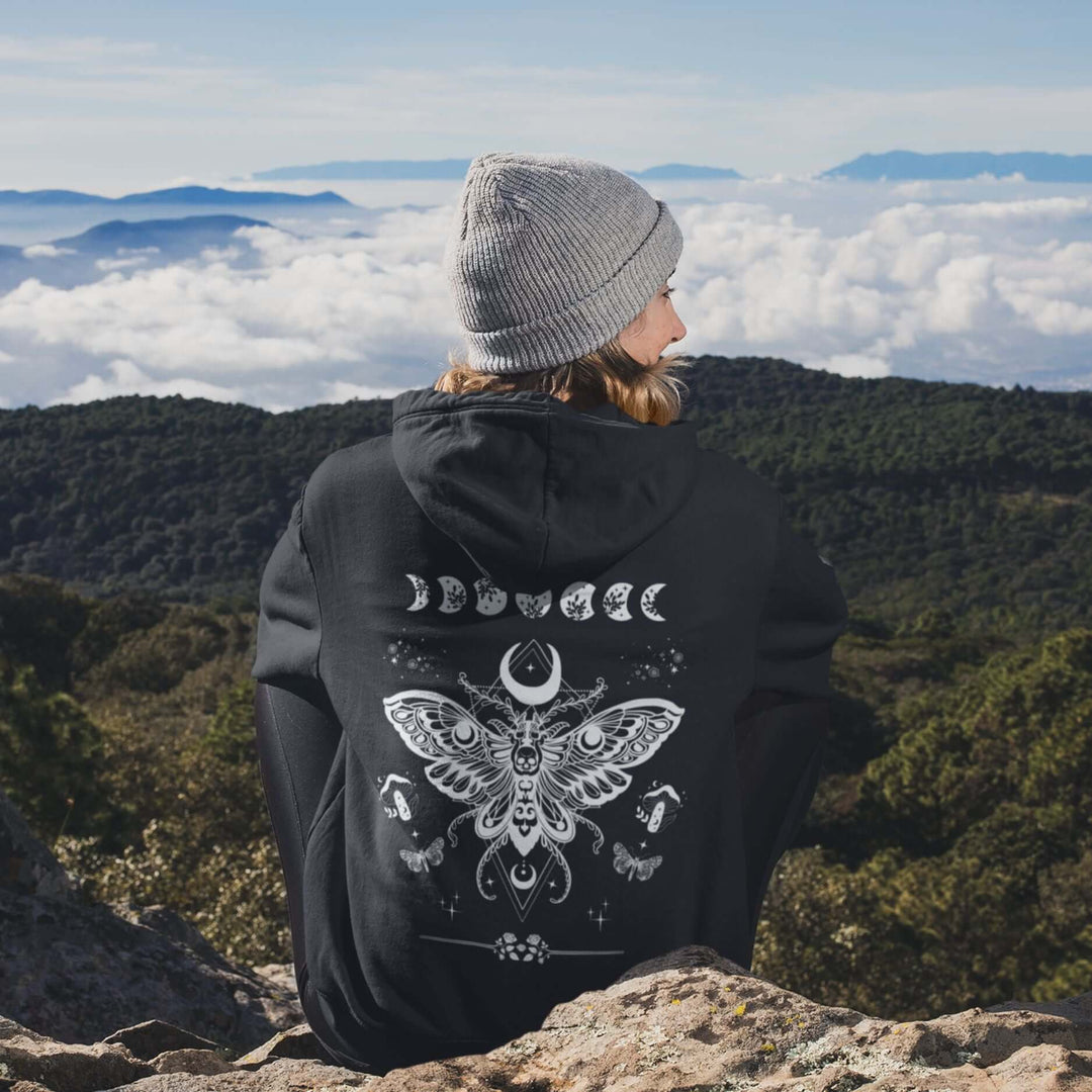 Mystical Moth Hoodie for Bohemian Aesthetic Hoodie Printify