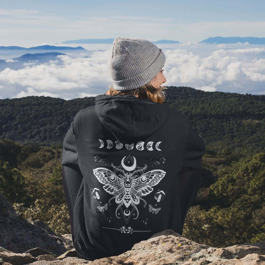 Mystical Moth Hoodie for Bohemian Aesthetic Hoodie Printify