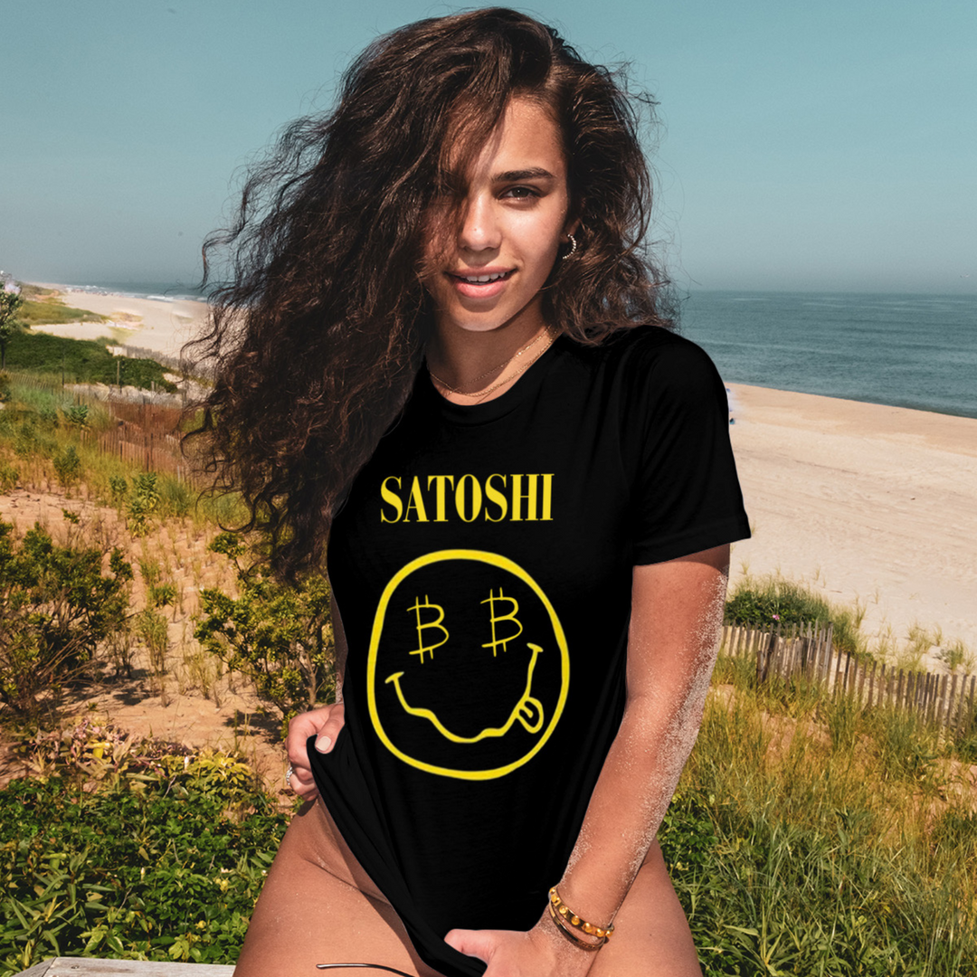 Nirvana Satoshi Shirt - Jack Dorsey's Super Bowl Style Statement T-Shirt Printify