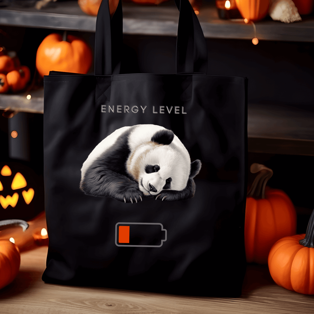 Canvas Tote Bag - Sleeping Panda Energy Level Low Accessories Printify