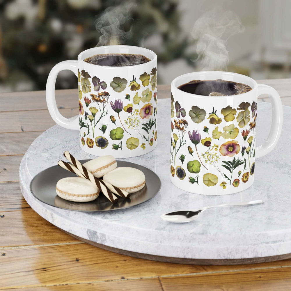 Pressed Flowers Mug - Boho Wildflowers Cottagecore Coffee Mug Mug Printify