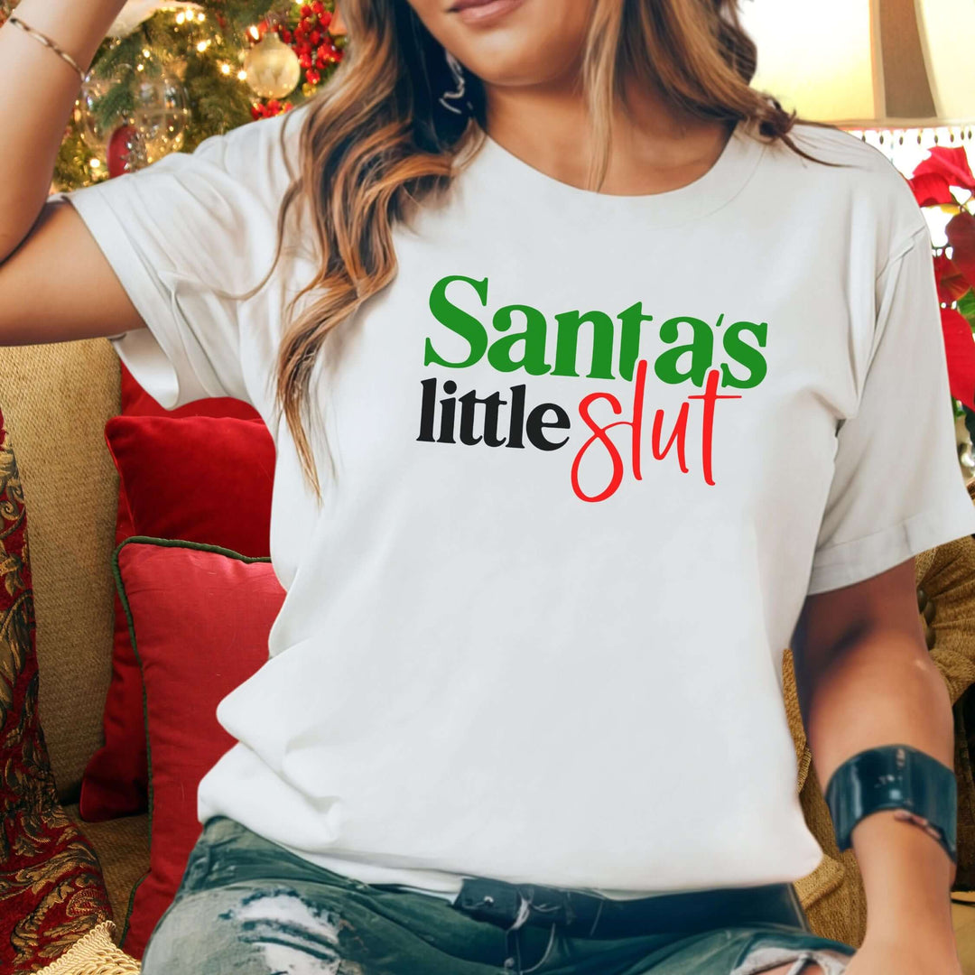 Santa's Little Slut Tee - Provocative Christmas T-Shirt Printify