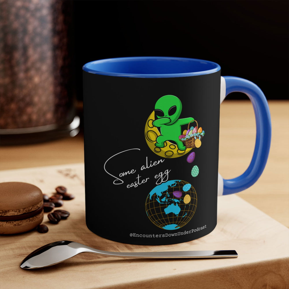 Some Alien Easter Egg Mug, Encounters Down Under Podcast Mug 11oz Mug Printify 11oz Blue