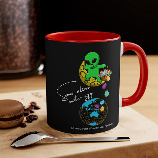 Some Alien Easter Egg Mug, Encounters Down Under Podcast Mug 11oz Mug Printify 11oz Red