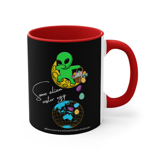 Some Alien Easter Egg Mug, Encounters Down Under Podcast Mug 11oz Mug Printify