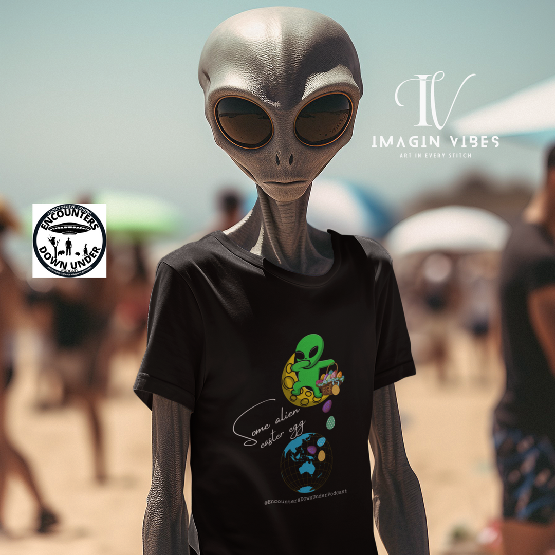 Some Alien Easter Egg T-shirt - Encounters Down Under Podcast Double Side Print T-shirt - Easter Egg UFO - Podcast Tee T-Shirt Printify
