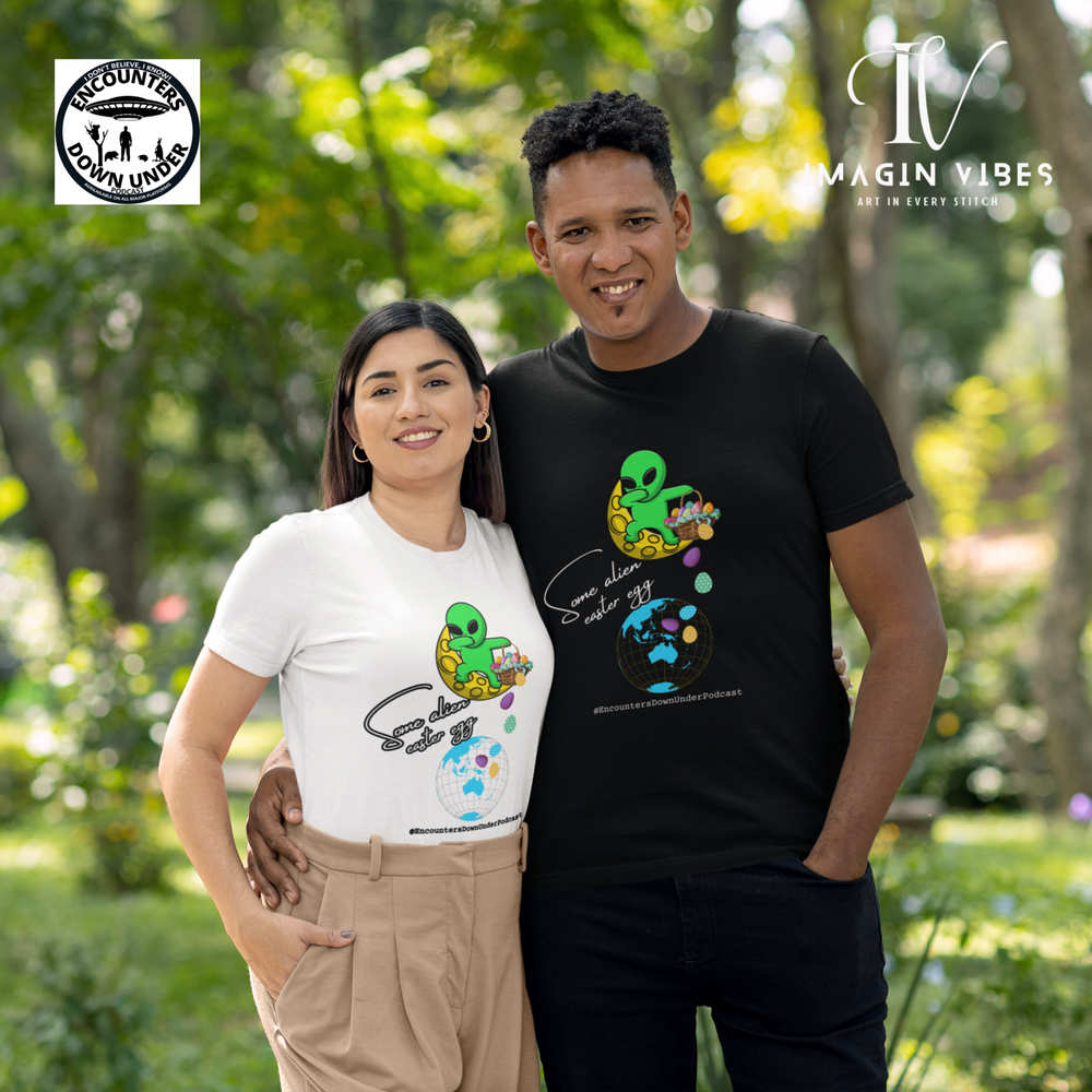 Some Alien Easter Egg T-shirt - Encounters Down Under Podcast Double Side Print T-shirt - Easter Egg UFO - Podcast Tee T-Shirt Printify