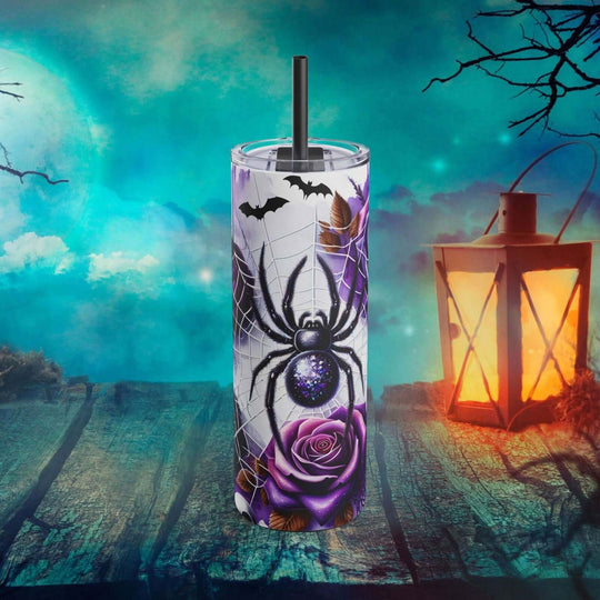 Spider And Roses Halloween Tumbler Mug Printify