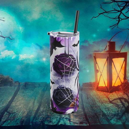 Spider And Roses Halloween Tumbler Mug Printify