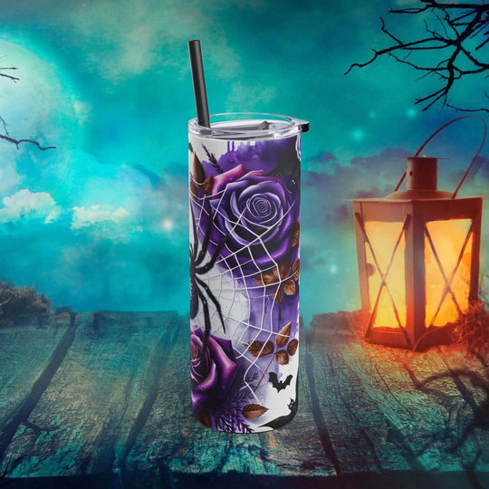 Spider And Roses Halloween Tumbler Mug Printify