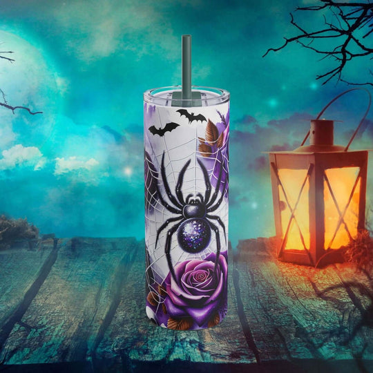 Spider And Roses Halloween Tumbler Mug Printify