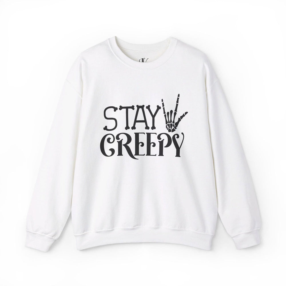Stay Creepy Halloween Sweatshirt Sweatshirt Printify S White