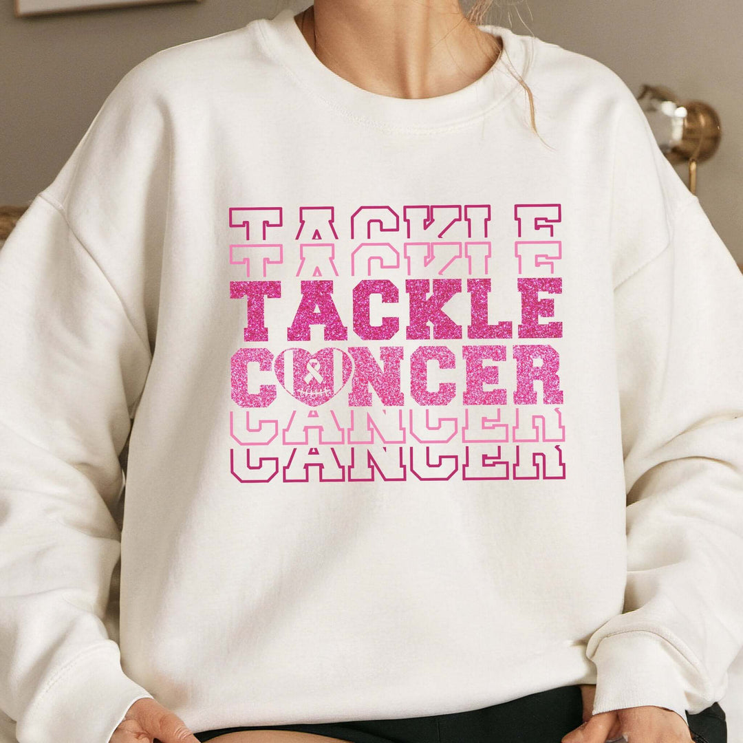 Tackle Breast Cancer Retro Sweatshirt Sweatshirt Printify