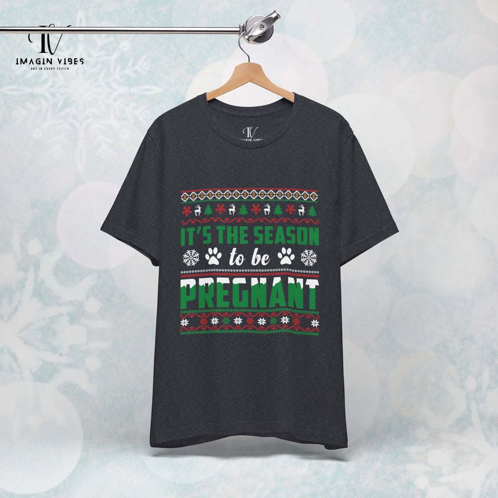 'Tis the Season to Be Pregnant: Maternity T-Shirt T-Shirt Printify Heather Navy XS