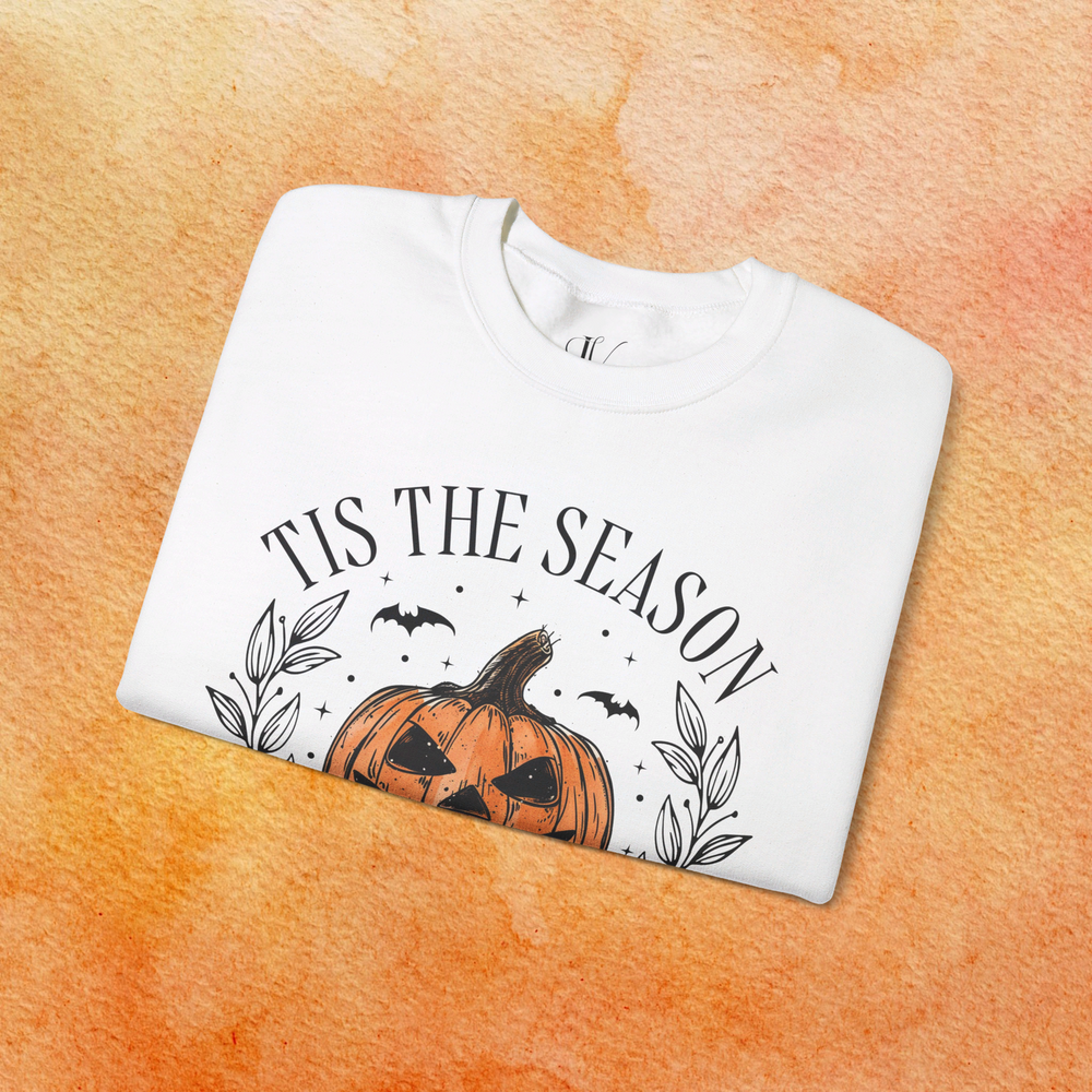 Tis the Season to Be Spooky: Pumpkin Halloween Sweatshirt Sweatshirt Printify