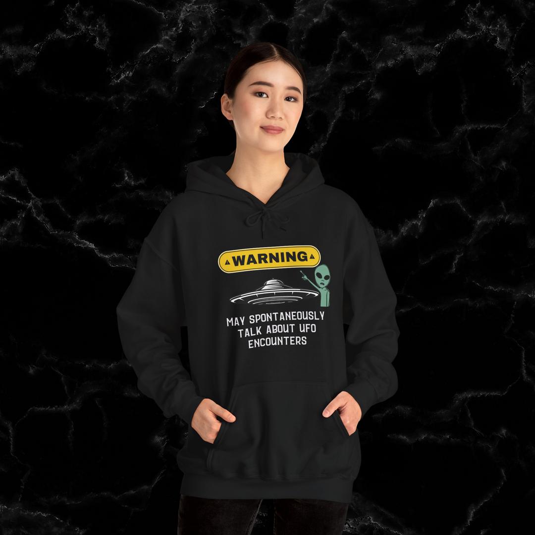 UFO Enthusiast Hoodie: "Warning: Talks About UFOs" Hoodie Printify