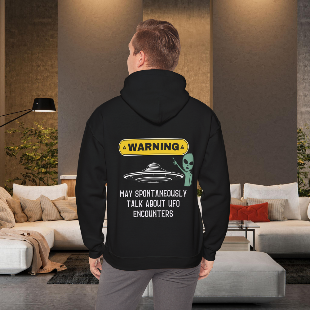 UFO Enthusiast Hoodie: "Warning: Talks About UFOs" Hoodie Printify