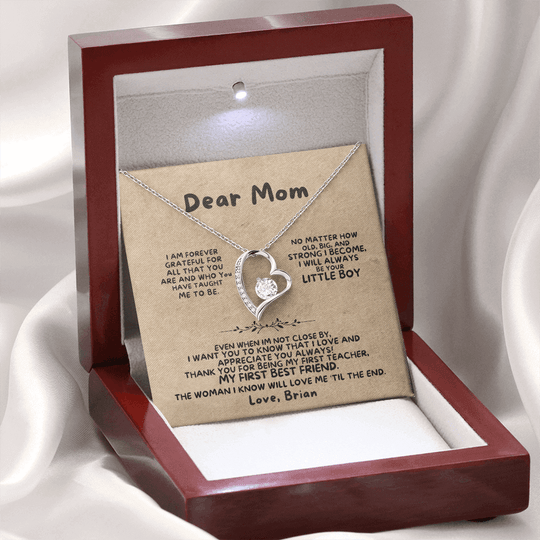 Dear Mom - From Son - Necklace Gift Set - SS368 Jewelry ShineOn Fulfillment 14k White Gold Finish Luxury Box