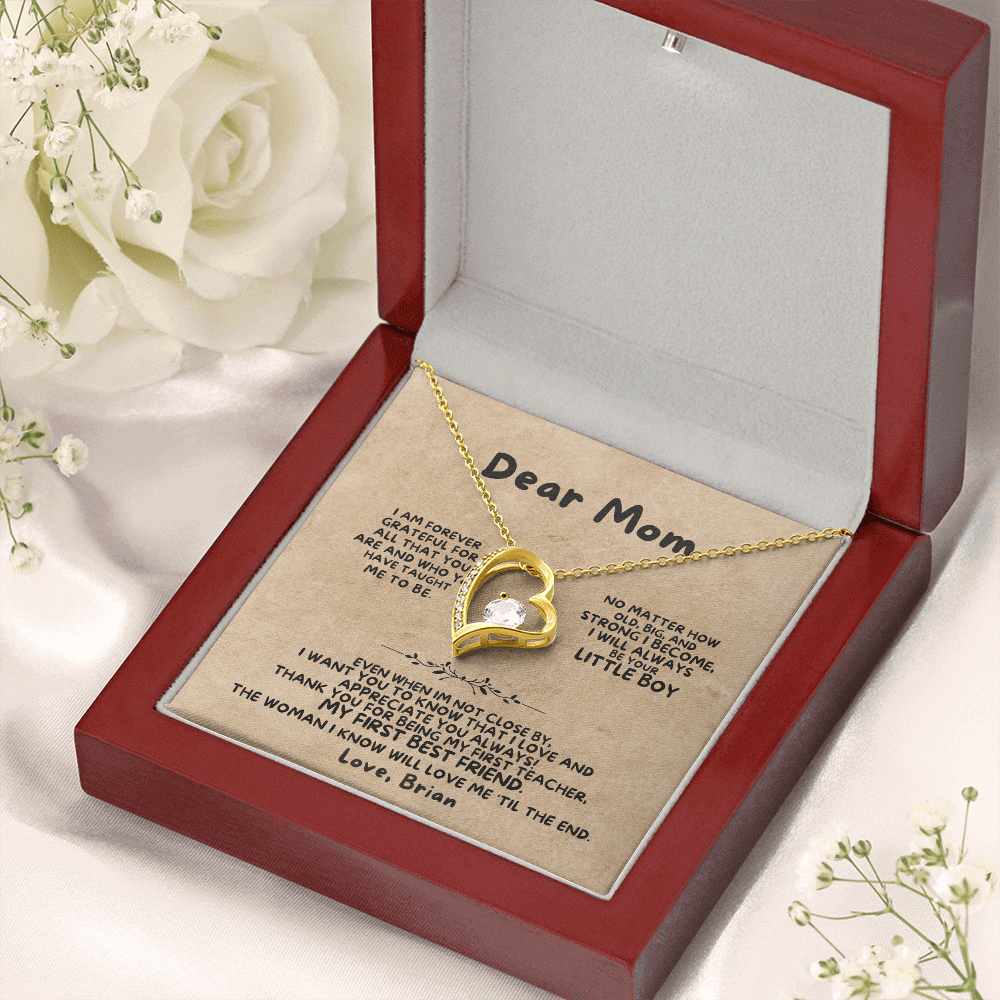 Dear Mom - From Son - Necklace Gift Set - SS368 Jewelry ShineOn Fulfillment 18k Yellow Gold Finish Luxury Box