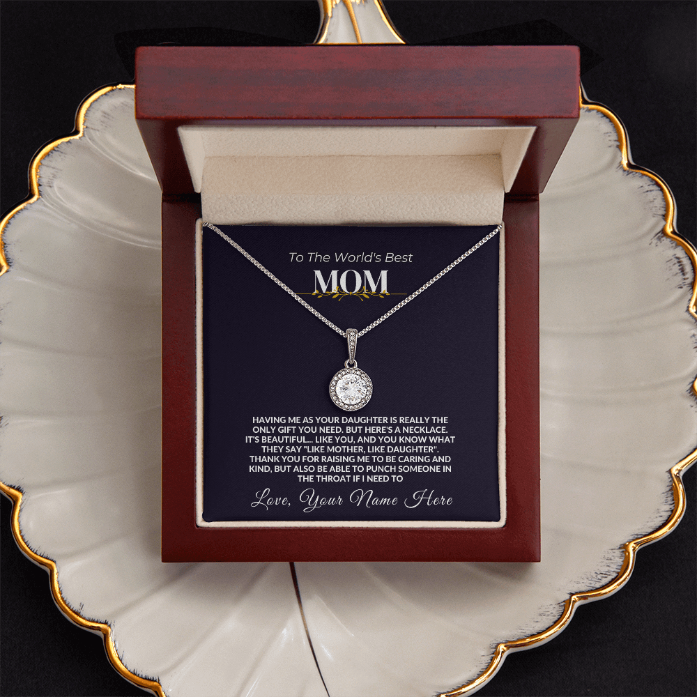 To My Mom - From Daughter - Beautiful Gift Set - SS431 Jewelry ShineOn Fulfillment Luxury Box w/ LED