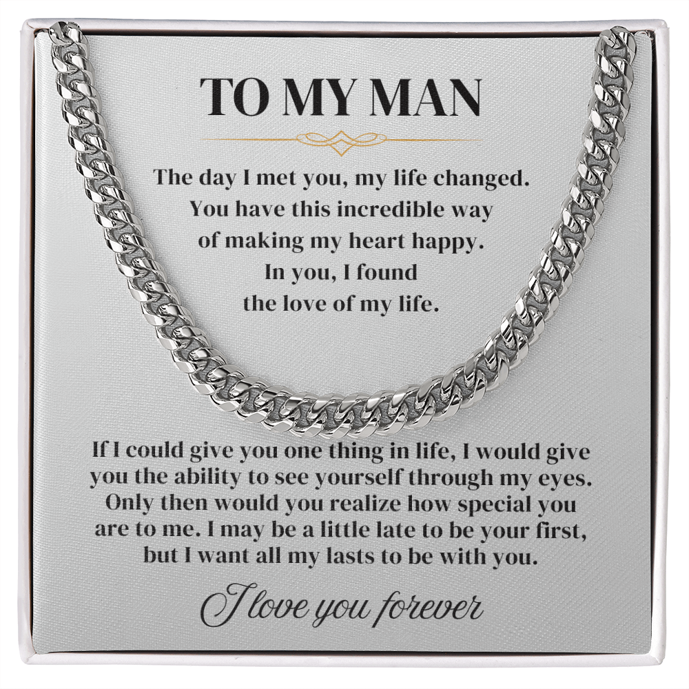 To My Man - Cuban Link Chain Gift Set - SSFH1 Jewelry ShineOn Fulfillment Stainless Steel Standard Box