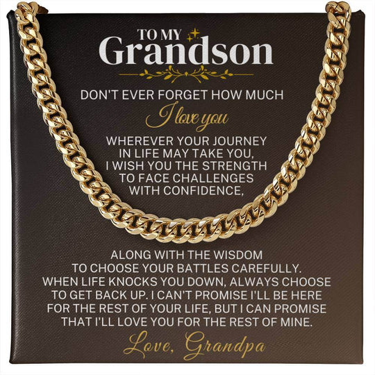 To My Grandson - Wherever Your Journey - Personalized Gift Set - SS285 Jewelry ShineOn Fulfillment 18K Yellow Gold Finish Luxury Box