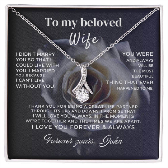 To My Beloved Wife - Beautiful Gift Pedant Neckle Set - SS162 Jewelry ShineOn Fulfillment