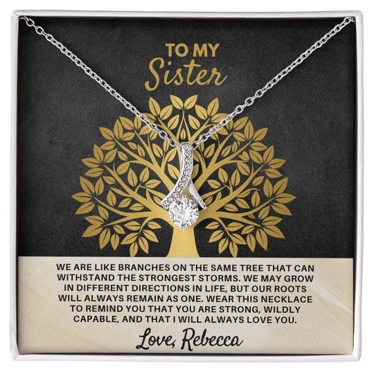 To My Sister - Personalized Gift Set - SSS3V2 Jewelry ShineOn Fulfillment 14k White Gold Finish Standard Box