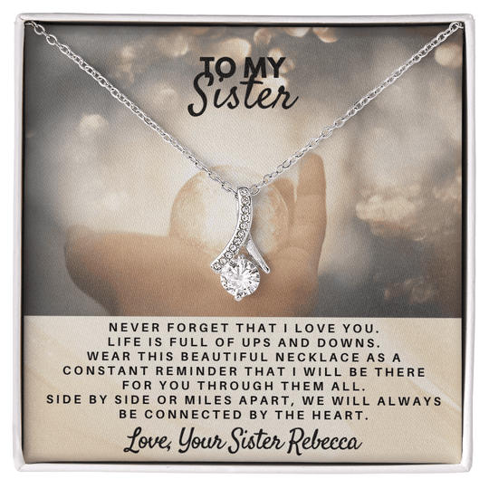 To My Sister - Personalized Gift Set - SS5V1 Jewelry ShineOn Fulfillment 14k White Gold Finish Standard Box