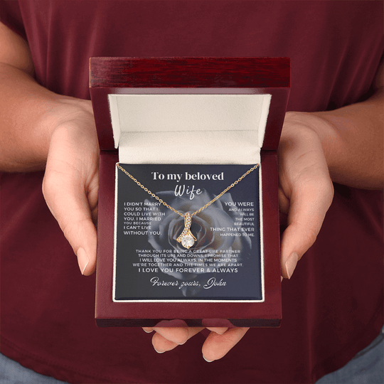 To My Beloved Wife - Beautiful Gift Pedant Neckle Set - SS162 Jewelry ShineOn Fulfillment