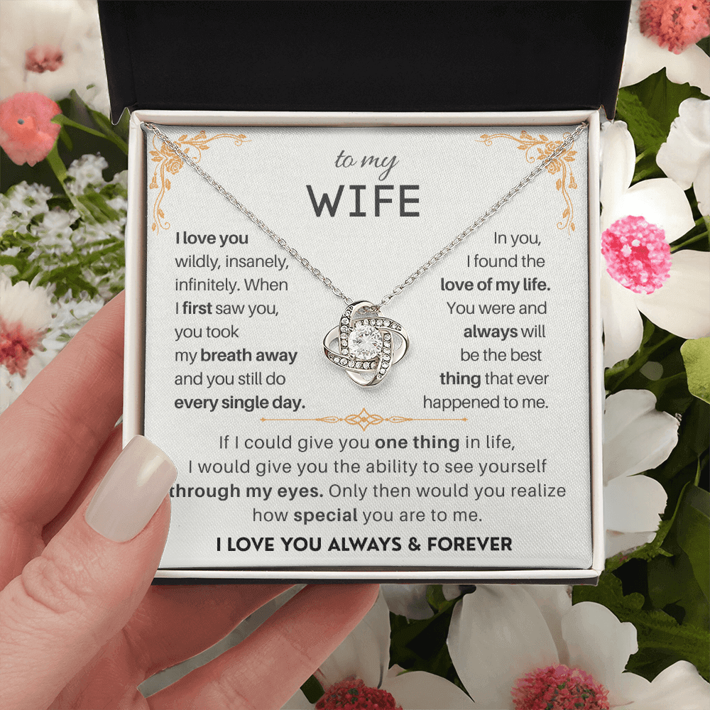 To My Beautiful Wife - Love Knot Necklace Gift Set - SSW18V1 Jewelry ShineOn Fulfillment