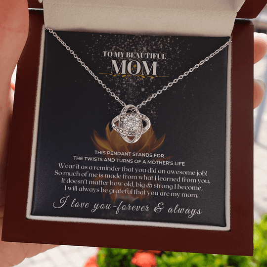 To My Mom - Twists & Turns Gift Set - SS115V2 Jewelry ShineOn Fulfillment 14K White Gold Finish Luxury Box