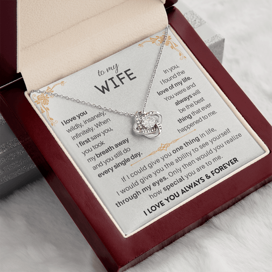 To My Beautiful Wife - Love Knot Necklace Gift Set - SSW18V1 Jewelry ShineOn Fulfillment