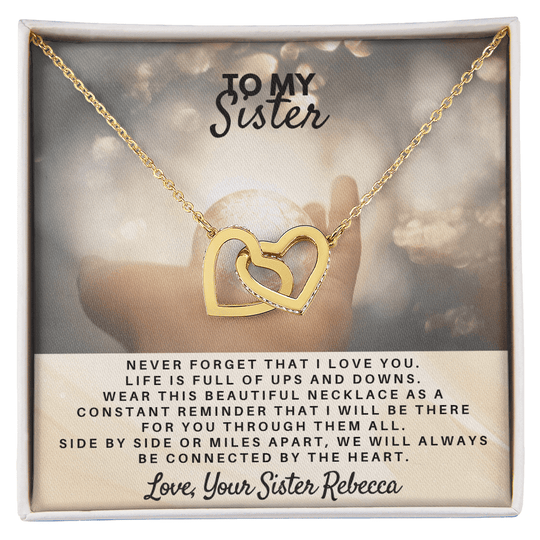 To My Sister - Interlocked Hearts Gift Set - SSS5V1 Jewelry ShineOn Fulfillment 18K Yellow Gold Finish Standard Box
