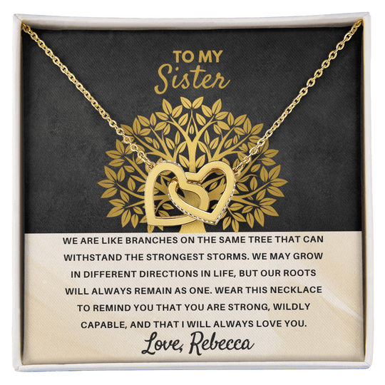 To My Sister - Interlocked Hearts Gift Set - SSS3V1 Jewelry ShineOn Fulfillment 18K Yellow Gold Finish Standard Box