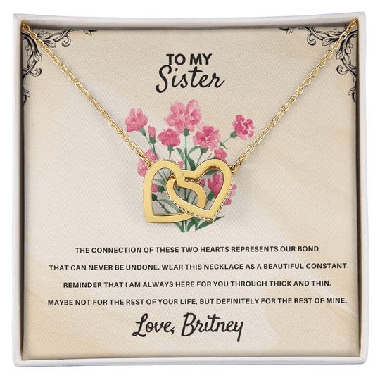 To My Sister - Interlocked Hearts Gift Set - SSS1V1 Jewelry ShineOn Fulfillment 18K Yellow Gold Finish Standard Box