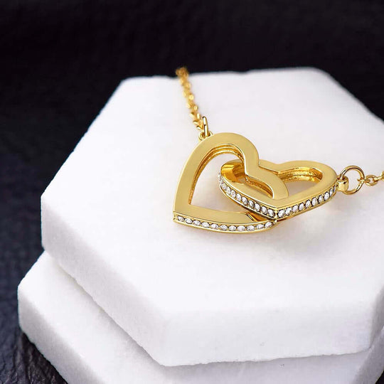 Dear Mom - White Or Yellow Gold Interlocked-Hearts Necklace Gift Set - SS587v2 Jewelry ShineOn Fulfillment