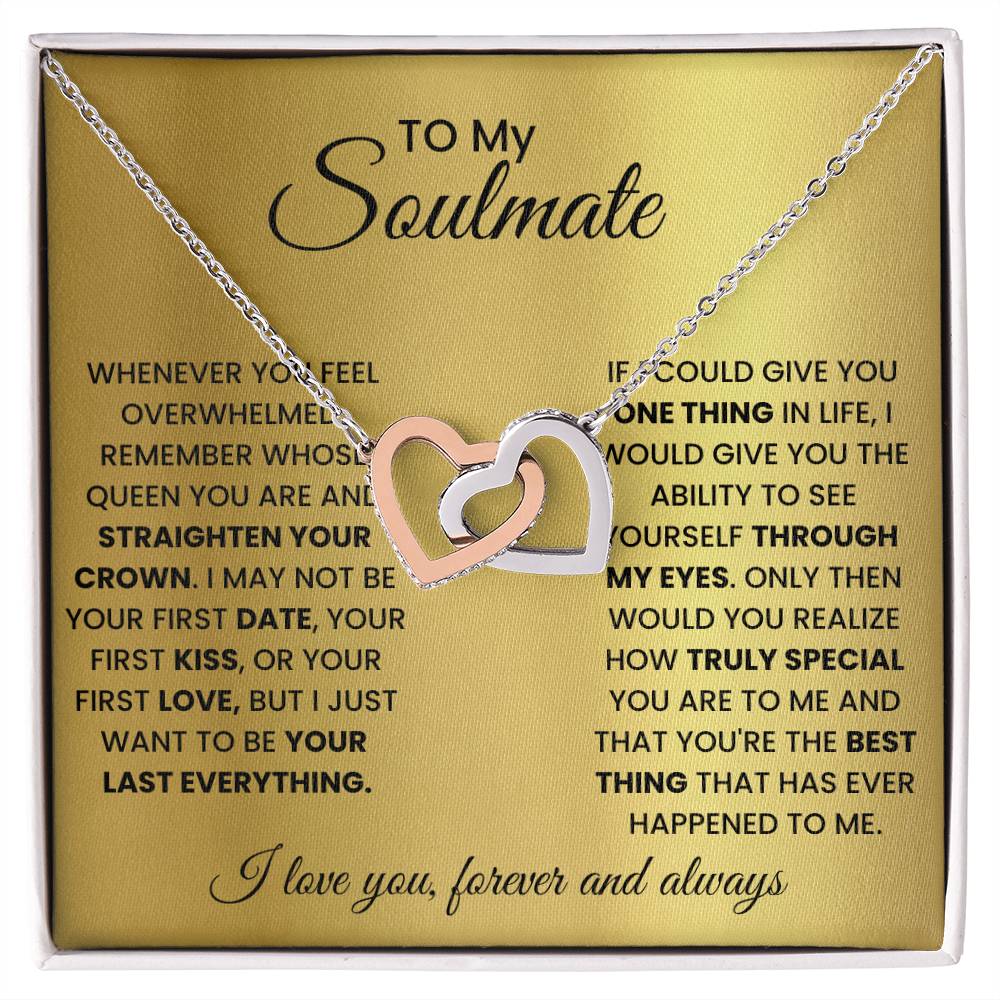 To My Soulmate - Intertwined Hearts Beautiful Gift Set - SSM2 Jewelry ShineOn Fulfillment 14k White Gold Finish Standard Box