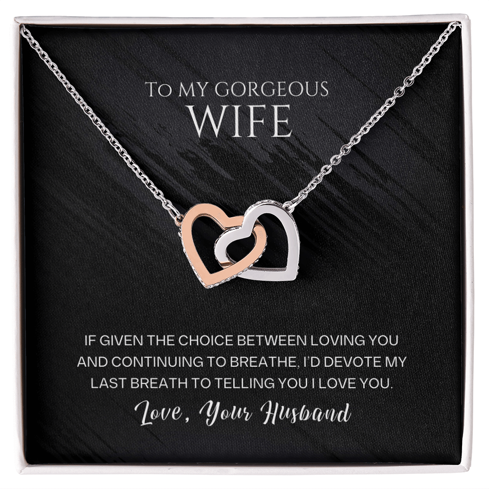 To My Wife - Last Breath - Forever Linked Hearts Gift Set - SSW26 Jewelry ShineOn Fulfillment 14k White Gold Finish Standard Box
