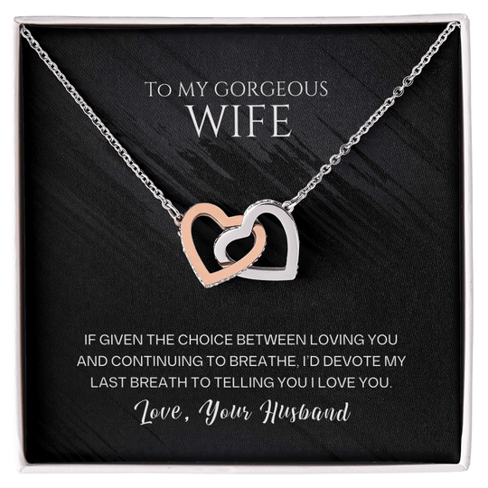 To My Wife - Last Breath - Forever Linked Hearts Gift Set - SSW26 Jewelry ShineOn Fulfillment 14k White Gold Finish Standard Box