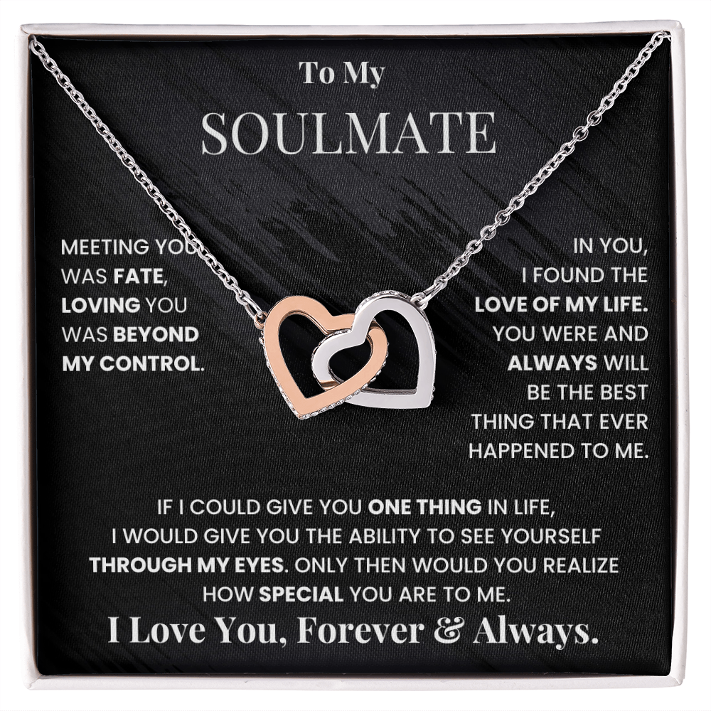 To My Soulmate - Intertwined Hearts Beautiful Gift Set - SSM3 Jewelry ShineOn Fulfillment 14k White Gold Finish Standard Box