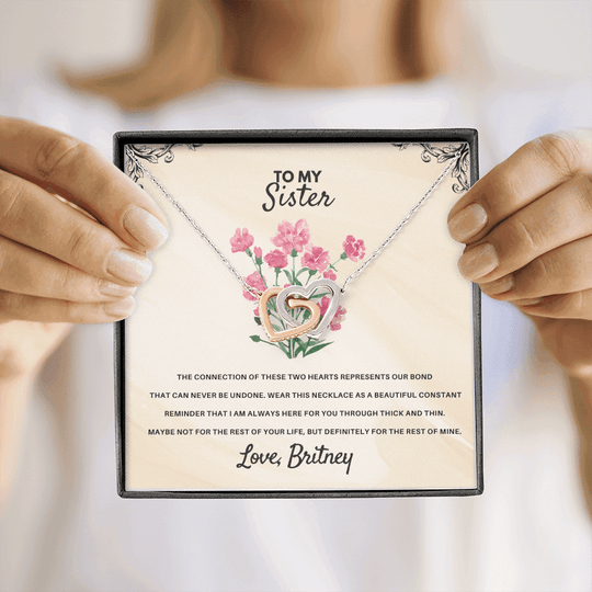 To My Sister - Interlocked Hearts Gift Set - SSS1V1 Jewelry ShineOn Fulfillment