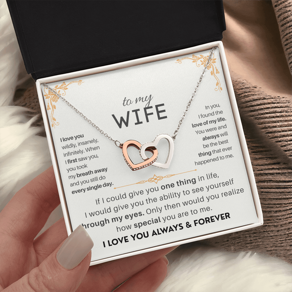 To My Wife - 18k Interlocked-Hearts Necklace Gift Set - SSW18V2 Jewelry ShineOn Fulfillment