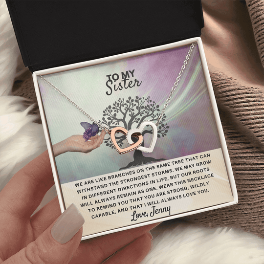 To My Sister - Interlocked Hearts Gift Set - SSS4V2 Jewelry ShineOn Fulfillment