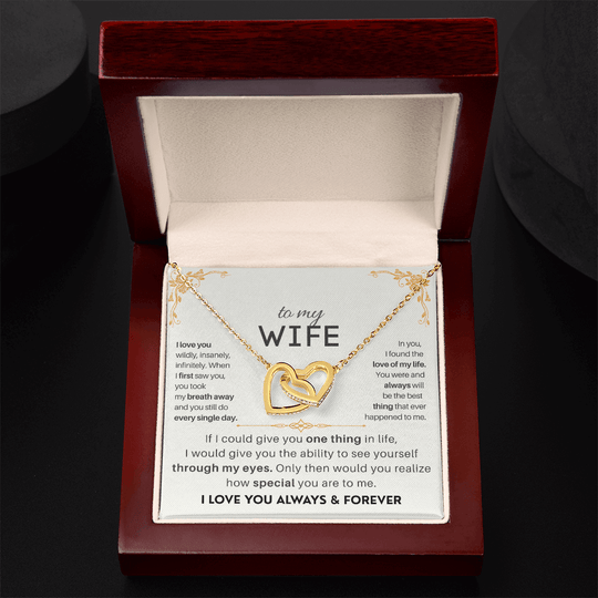 To My Wife - 18k Interlocked-Hearts Necklace Gift Set - SSW18V2 Jewelry ShineOn Fulfillment