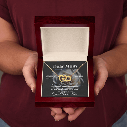 Dear Mom - White Or Yellow Gold Interlocked-Hearts Necklace Gift Set - SS587v2 Jewelry ShineOn Fulfillment