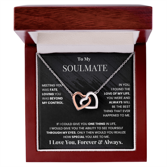 To My Soulmate - Intertwined Hearts Beautiful Gift Set - SSM3 Jewelry ShineOn Fulfillment 14k White Gold Finish Luxury Box
