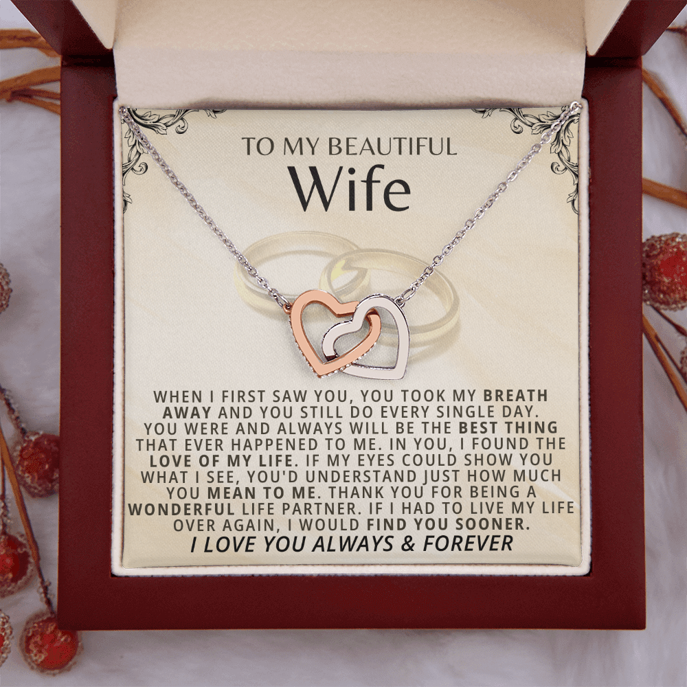To My Beautiful Wife - Forever Linked Hearts Gift Set - SSW19W1 Jewelry ShineOn Fulfillment